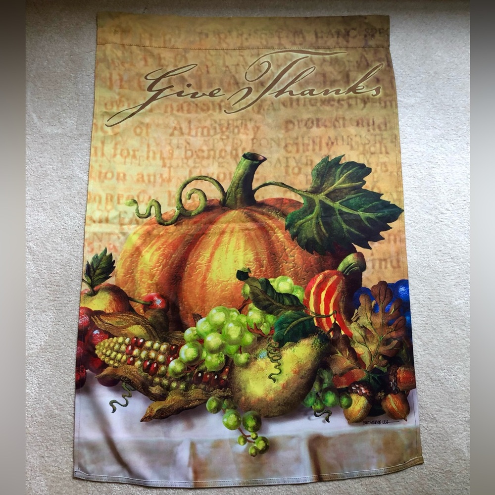 🍂NEW Toland Give Thanks Thanksgiving Artists Bart & Marilyn Wolf Flag - Picture 2 of 6
